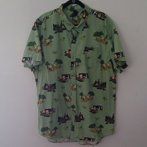 Pixar's UP Movie  Organic Cotton Non-Stretch Printed Button Up Shirt
